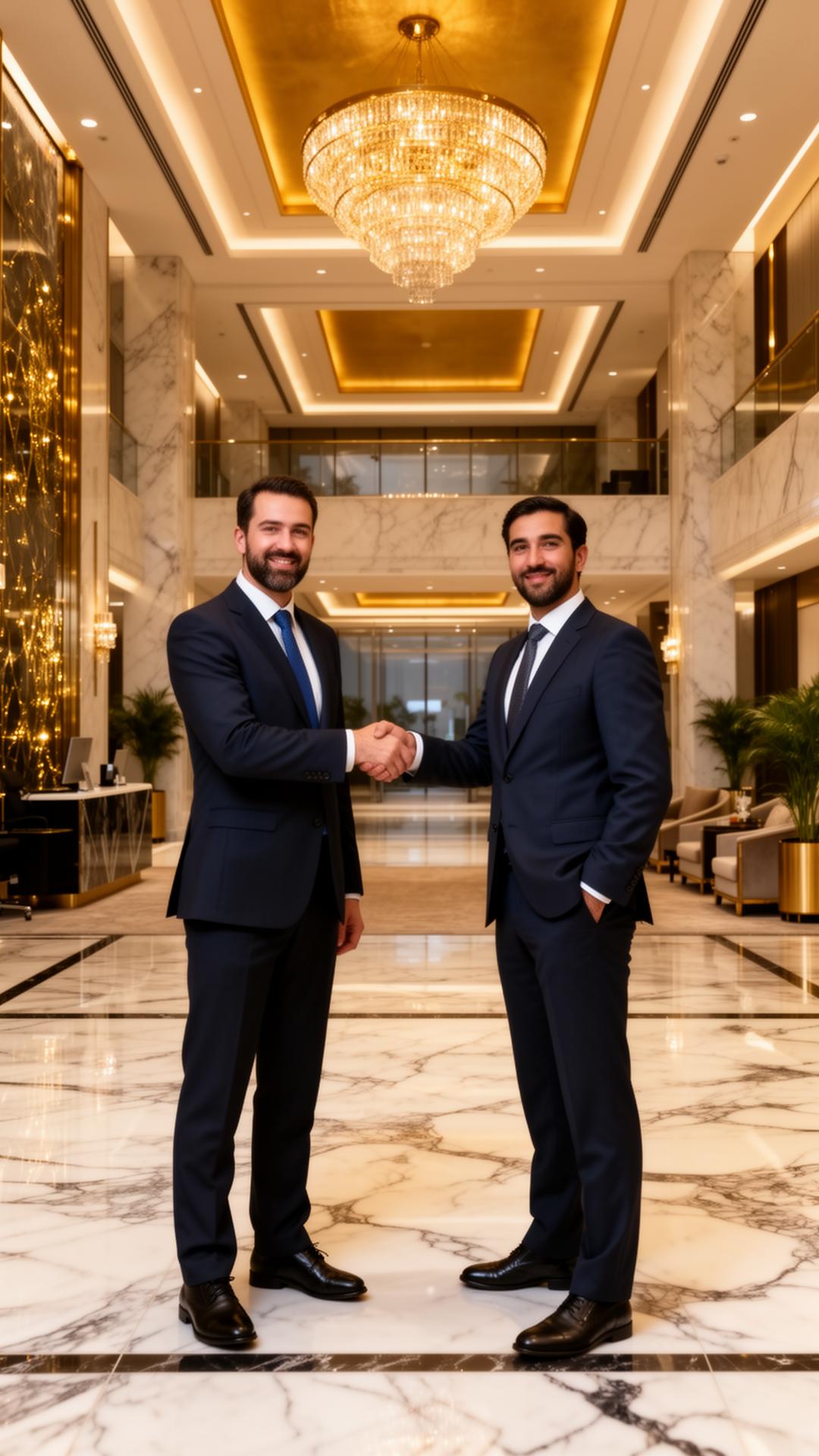Business partners in lobby